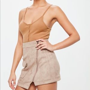 NWT misguided brown Henley bodysuit
